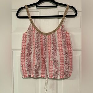 FREE PEOPLE Sexy‎ Low Cut Floral Print Tie Bottom Puff Tank Top 4/Small